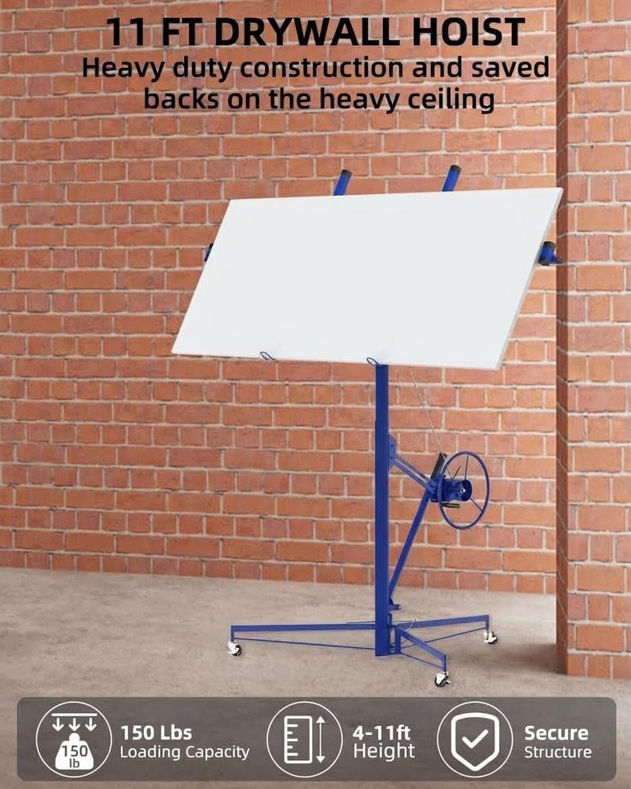 Glowsol Drywall Lift 11 Ft Blue Steel Panel Hoist 48-114 In