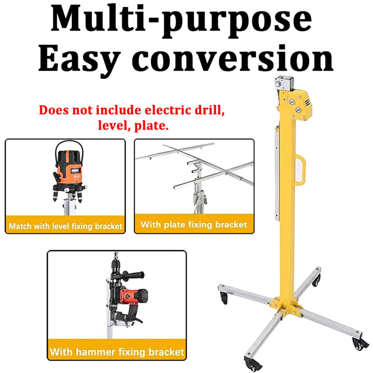 Drywall Lift with Adjustable Arm and Wheels for Construction Sheetrock Hoisting