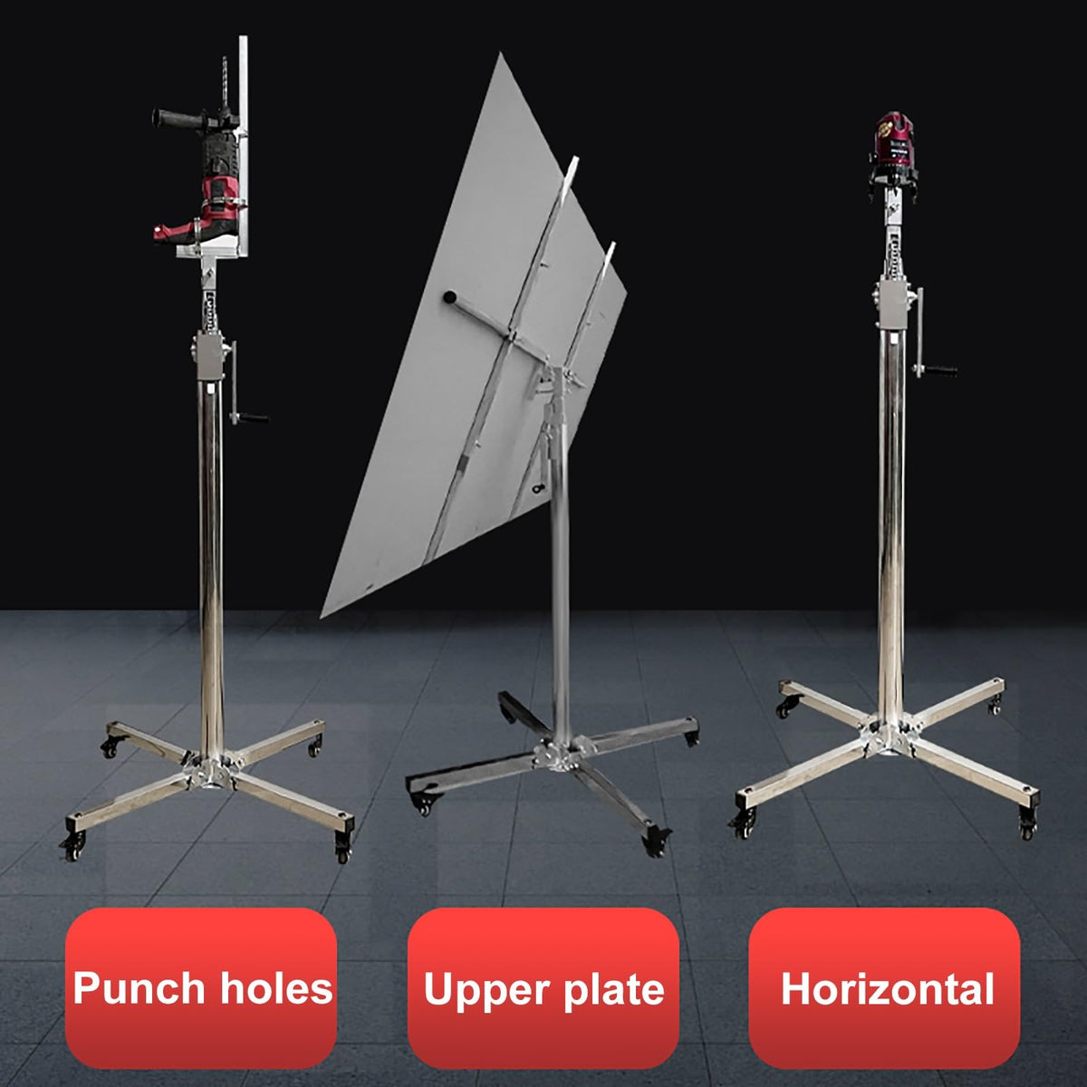 Drywall Jack Lift, Sheetrock Lift Drywall Lift Adjustable Telescopic Arm Can Be Locked by Casters Easy to Operate Convenient and Labor-Saving Air Conditioning Light Installation Tool(3.3M)