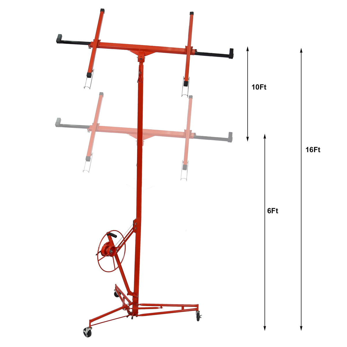 Red Drywall Lift 150 Lbs Capacity, 16' Panel Hoist Jack Construction Tool