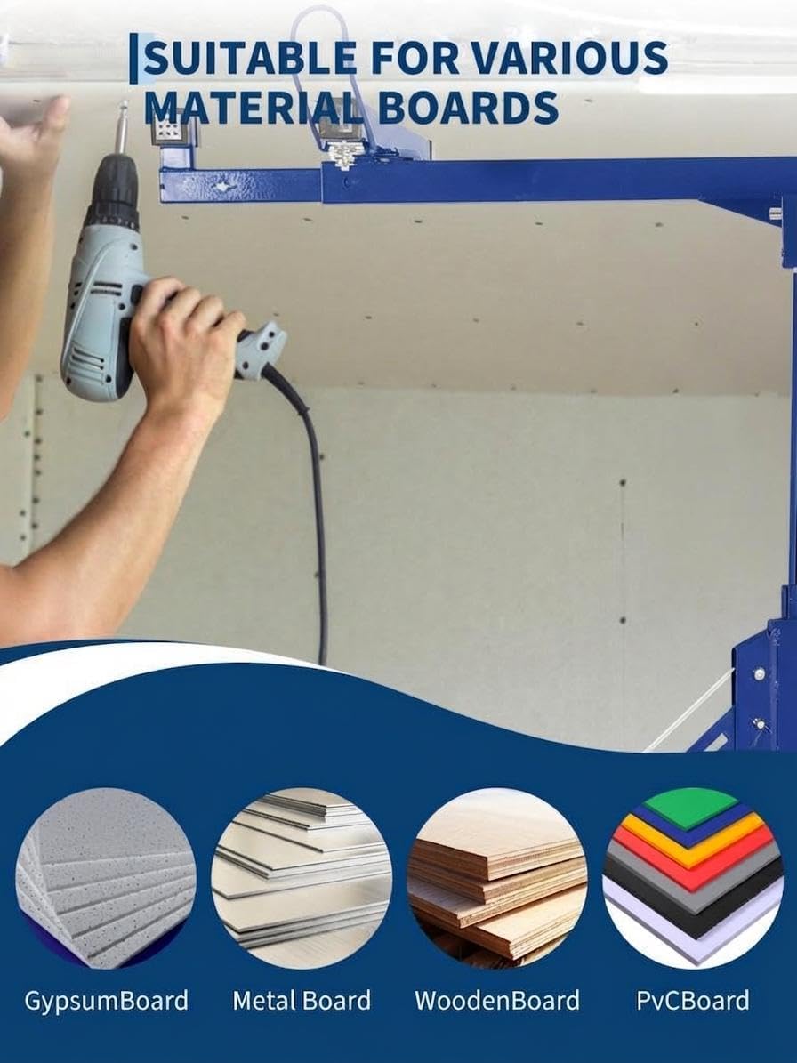 Glowsol Drywall Lift 11 Ft Blue Steel Panel Hoist 48-114 In