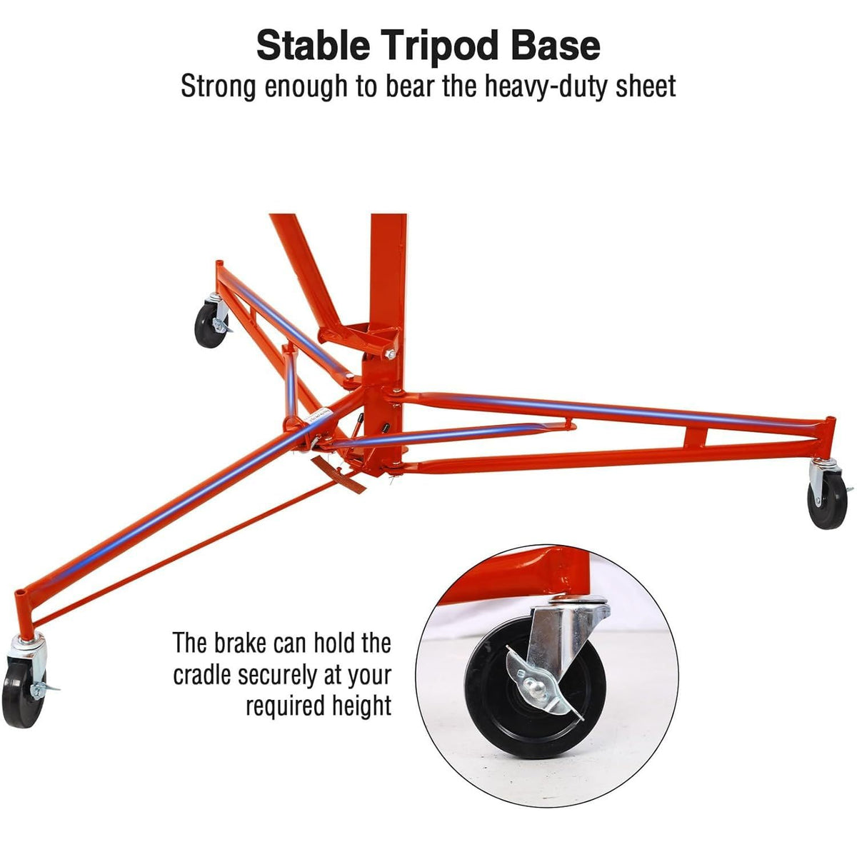 Drywall Lift 11FT, 150LBS Hoist with Adjustable Arm & Wheels (Red)