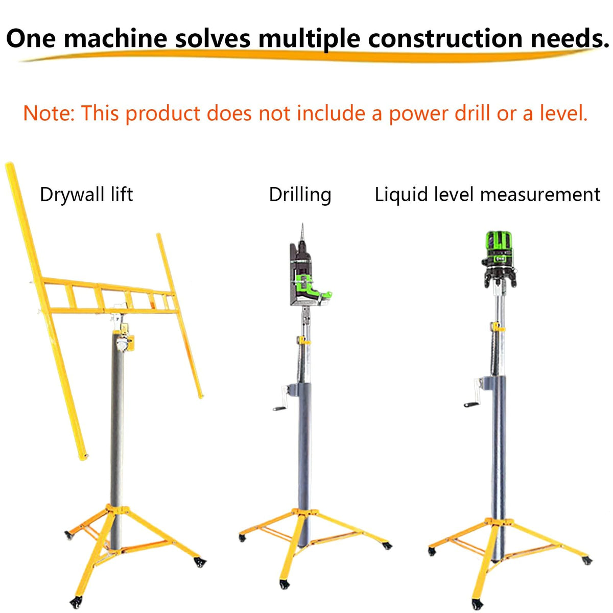 Three in One Drywall Lift Manual and Electric Dual Purpose 10.5/12.1/13.4FT Max Height Drywall Lift Panel Stable Lifting for Ceiling and Walls Tools Sheetrock Lifter Tool(12.1FT)