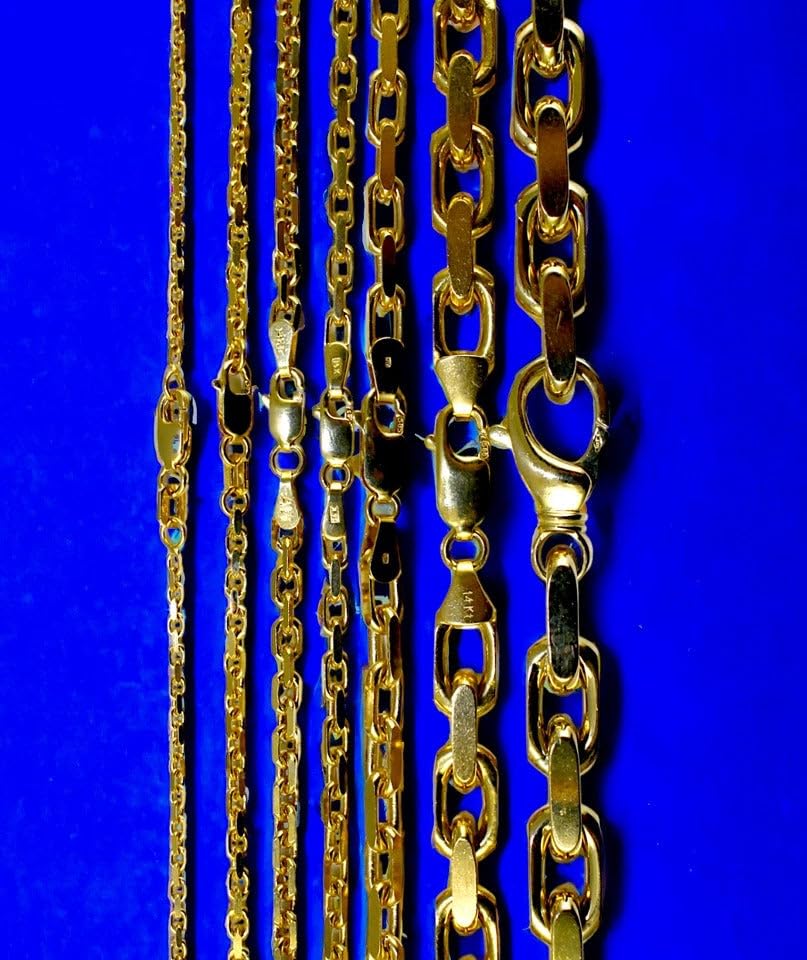 14K Yellow Gold SOLID Rolo Cable Necklace Bracelet Chain 1.5mm-7.5mm 7"-30" | MADE IN ITALY