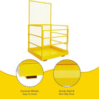 Foldable Forklift Safety Cage 43"x45", Foldable Forklift Work Platform 1500LBS Load Capacity, with Safety Lock, Safety Belt Kits, Dual Nonslip Design Perfect for 1-5 People Aerial Work