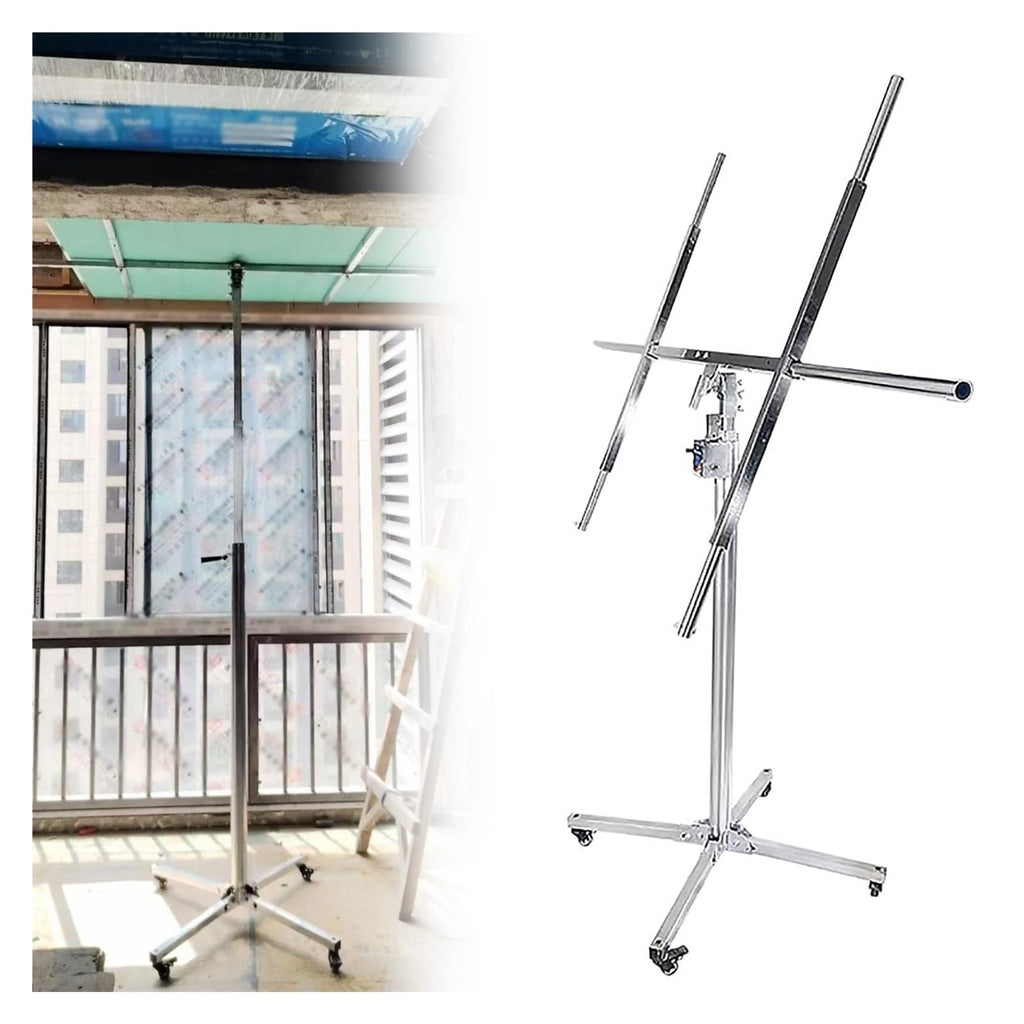 JYHHCYS Drywall Panel Hoist Lifter, Heavy Duty Sheetrock Drywall Jack with 360 Lbs Capacity, Foldable Adjustable Sheetrock Lifter with 4 Lockable Wheels for Home Improvement(Max H 12ft)