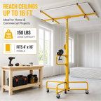 16FT Drywall Lift Sheetrock Lift, 150LBS Drywall Lift Panel Hoist with 4 Lockable Wheels for Ceiling, Drywall Rolling Lifter Panel, Drywall Jack Lift for Home & Commercial Use, Yellow