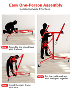 Adjustable Drywall Lift 11FT Heavy Duty - 150Lb Capacity Steel Panel Hoist with Telescopic Arm & Locking Wheels, Single Person Drywall Lifter, Sheetrock Lift for Ceiling Installation