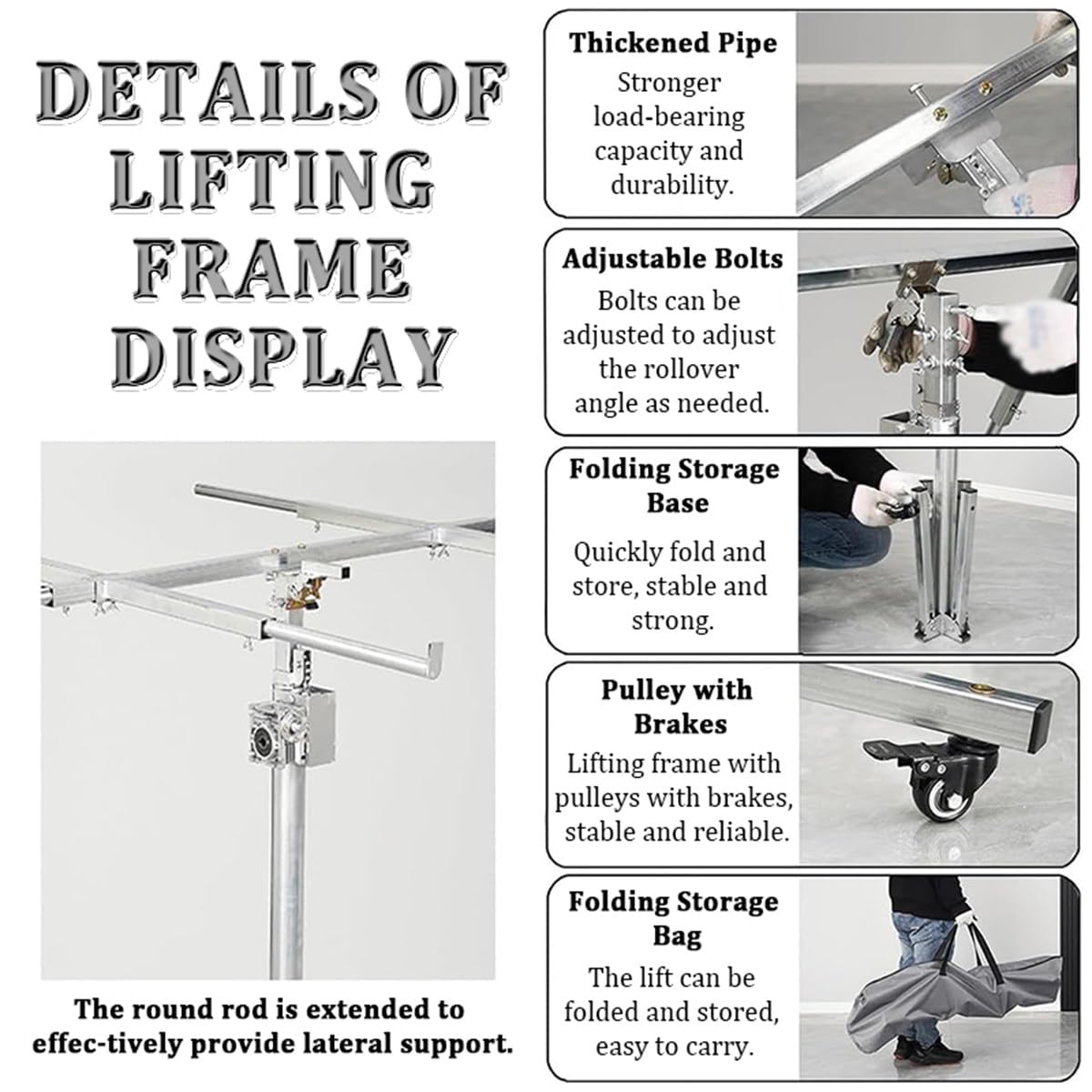 Drywall Lift, Panel Lift, Drywall Construction, Max Lifting Capacity 80 Kg, Suitable for Furniture Upholstery, Commercial and Industrial, with Lockable Castors ()