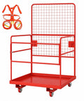 Garvee Industrial Steel Forklift Safety Cage – 1,400 lbs Capacity Man Basket with Collapsible Platform, Guardrails, Safety Harness & Wheels – Heavy-Duty Facility Barrier