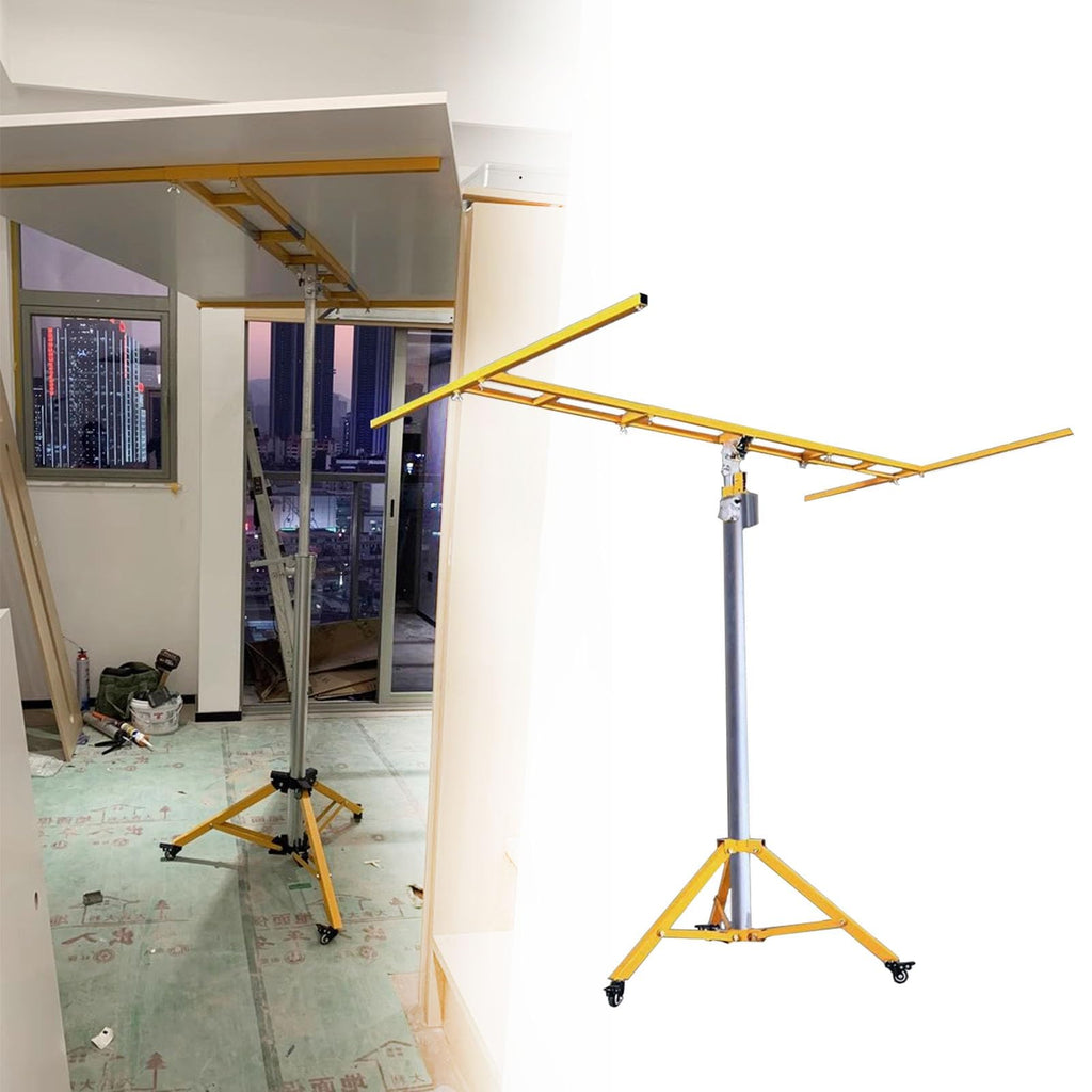Drywall Lift 12 Ft Board Lifting Assist for Ceiling, Heavy Duty Drywall Panel Hoist Tools with Casters, Portable Plaster Lift Jack Carrier, Sheet Crane Bracket