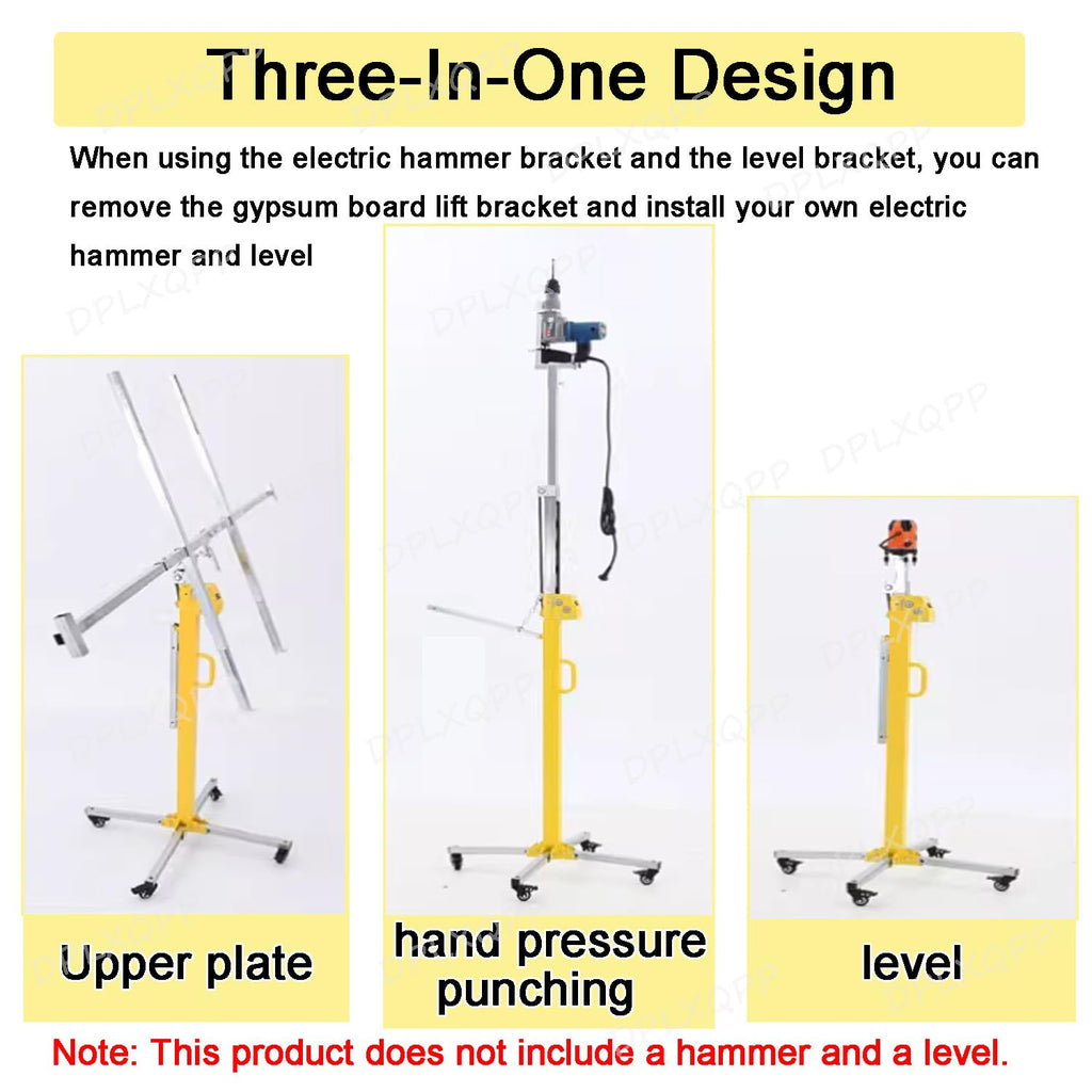 Premium 3-in-1 Ceiling Construction Lift,Heavy 3mm Steel Frame with Powder Coating,5m Max Height,Portable Foldable Design,Perfect for Drywall,Panels Installation,4m