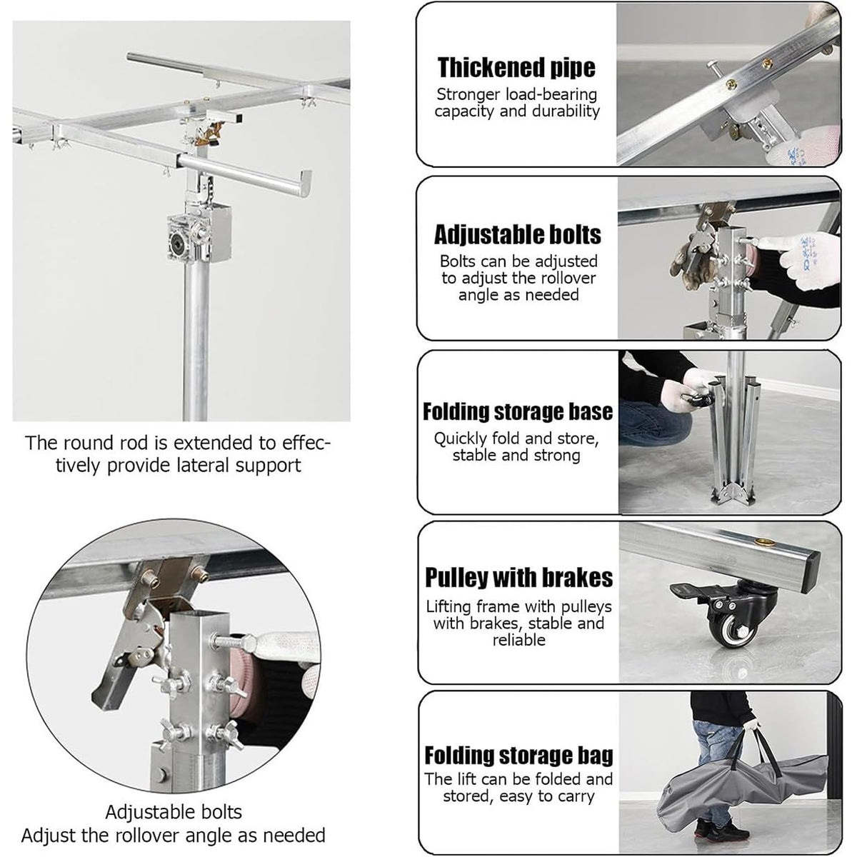 Ceiling Lift, Drywall Lift, Panel Lifting Jack Tool, Professional Construction Lift with Lockable Swivel Wheels for House Renovation, Construction Industry ()