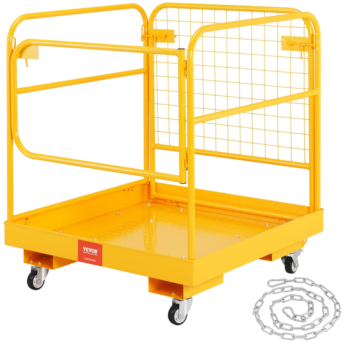 VEVOR Forklift Safety Cage, 43 x 45 Inch Forklift Man Basket with Wheels