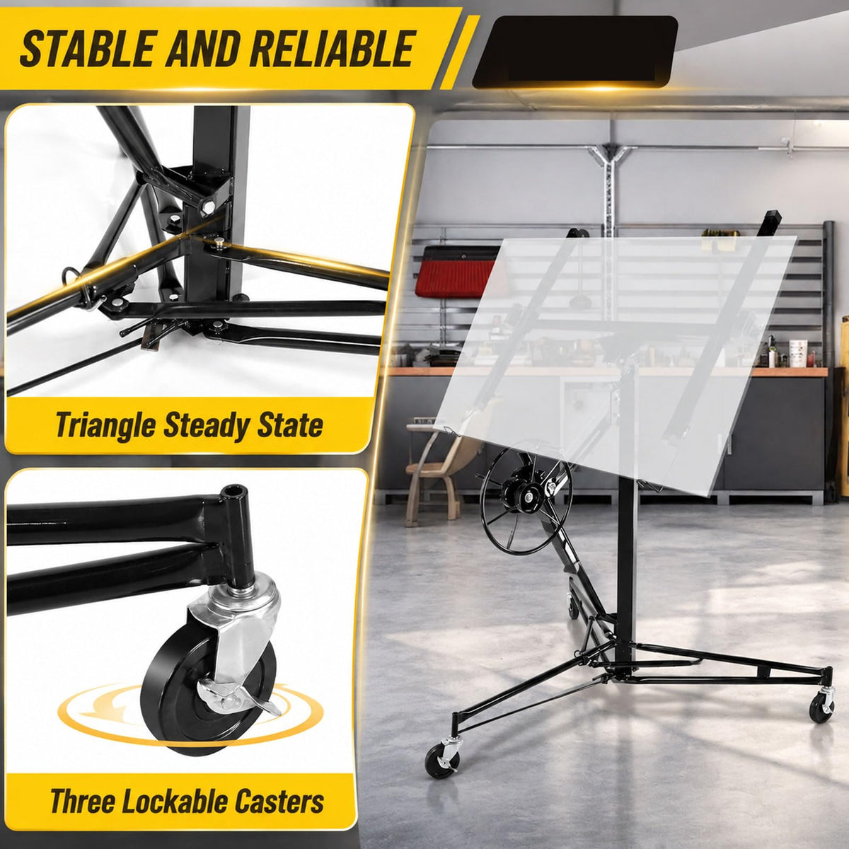 11 ft / 16 ft Drywall Lift, 150 Lbs Sheetrock Lift with Lockable Wheels