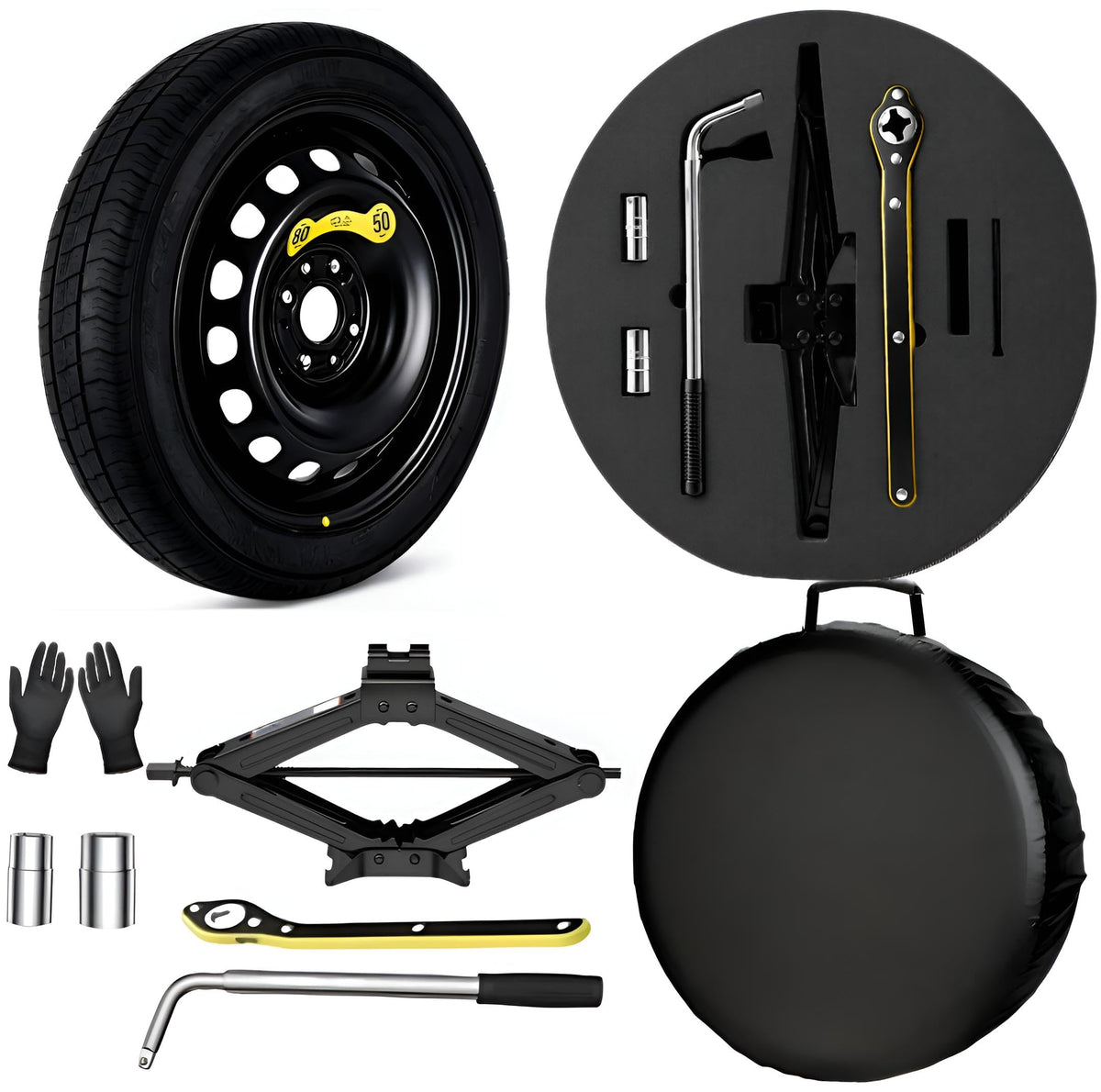 RJ-MODINI- Spare Tire Kit Fits 2013-2025 Honda Accord Hybrid, Includes Tire Changing Kit & Storage Case