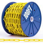 100FT Yellow Safety Chain, G30 Low Carbon Steel 3/16" Safety Chain on Reel