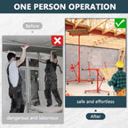 11 FT Drywall Lift Jack with Locking Casters, 150Lbs Capacity, Telescopic Hoist for Ceiling & Wall Sheetrock, Tool-Free Assembly, One Person Operation for Residential Use