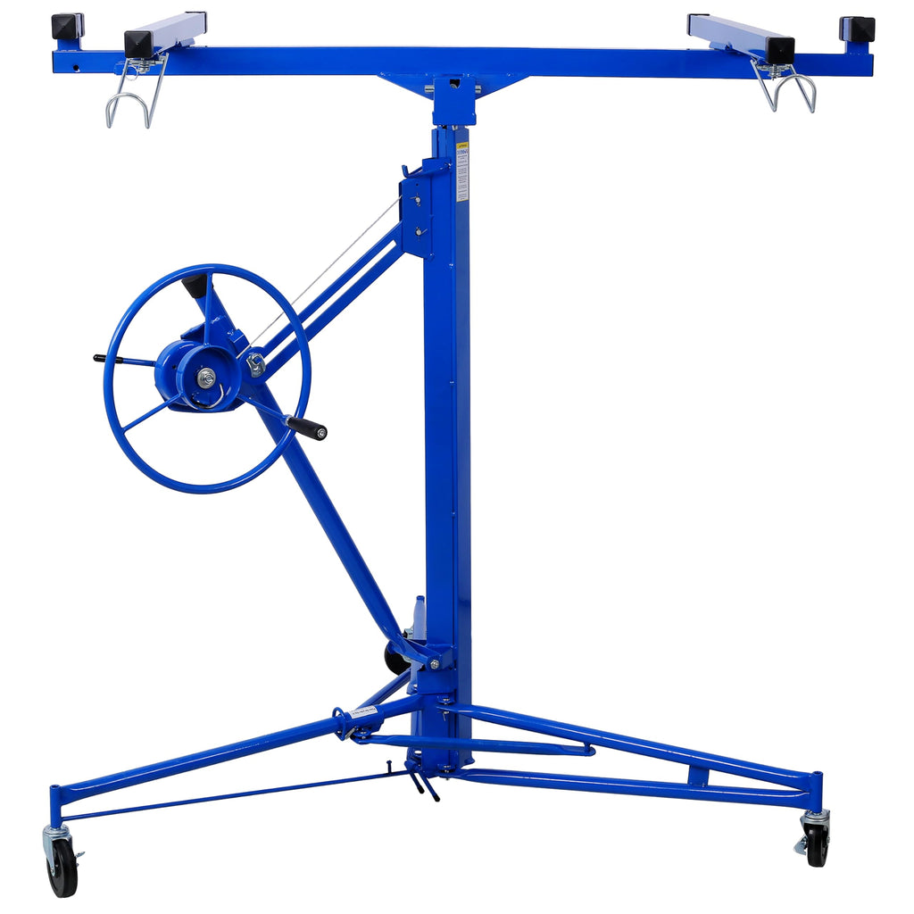 Tidyard Drywall Lift Panel Hoist, 11 ft Adjustable Telescopic Steel Drywall Lifter with Built-in Winch Brake and 360° Rotatable Cradle for Ceiling and Wall Installation