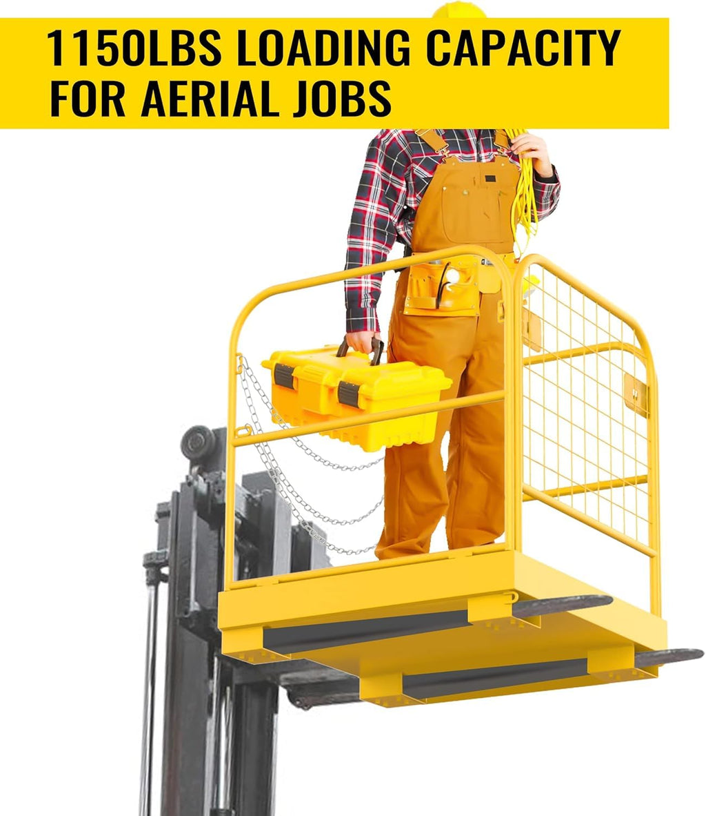 Forklift Safety Cage 36"x36" Inch Heavy Duty Forklift Man Basket 1150lbs Capacity Forklift Work Platform Provide Safety for Most Aerial Jobs,36"