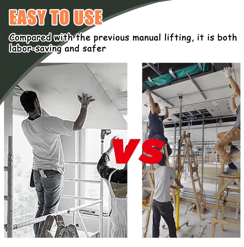 Drywall Lift Stainless Steels Board Lifter for Drywall, 4 Wheels Plasterboard Ceiling Hoist for Construction, Rolling Saving Labor Sheetrock Jack Lift Tools(2.8m(9ft))