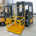 43"X45" Forklift Safety Cage, 1400 LBS Yellow Capacity Forklift Work Platform with Lockable Swivel Wheels, Safety Harness & Lock, Collapsible Lift Basket Aerial Platform for Lifting Loader