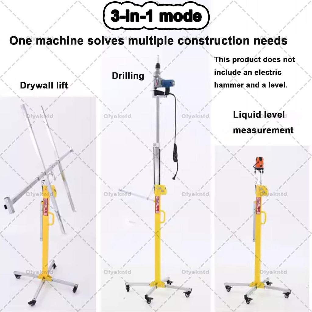 Drywall Lift Panel Manual and Electric Dual Purpose, 3 in 1 Drywall Lift Stable Lifting and Lowering Lift for Ceiling and Walls Tools Sheetrock Lifter Tool with 4 Lockable Wheels 4M(13.1ft)