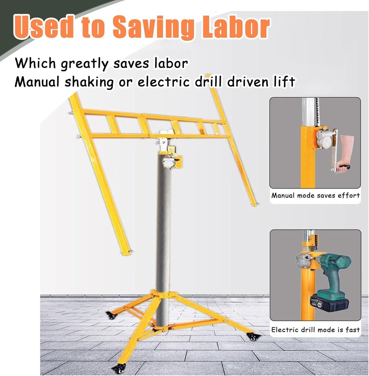 Heavy Duty Drywall Panel Hoist Tools with Casters, Drywall Lift 12 Ft Board Lifting Assist for Ceiling, Portable Plaster Lift Jack Carrier, Sheet Crane Bracket