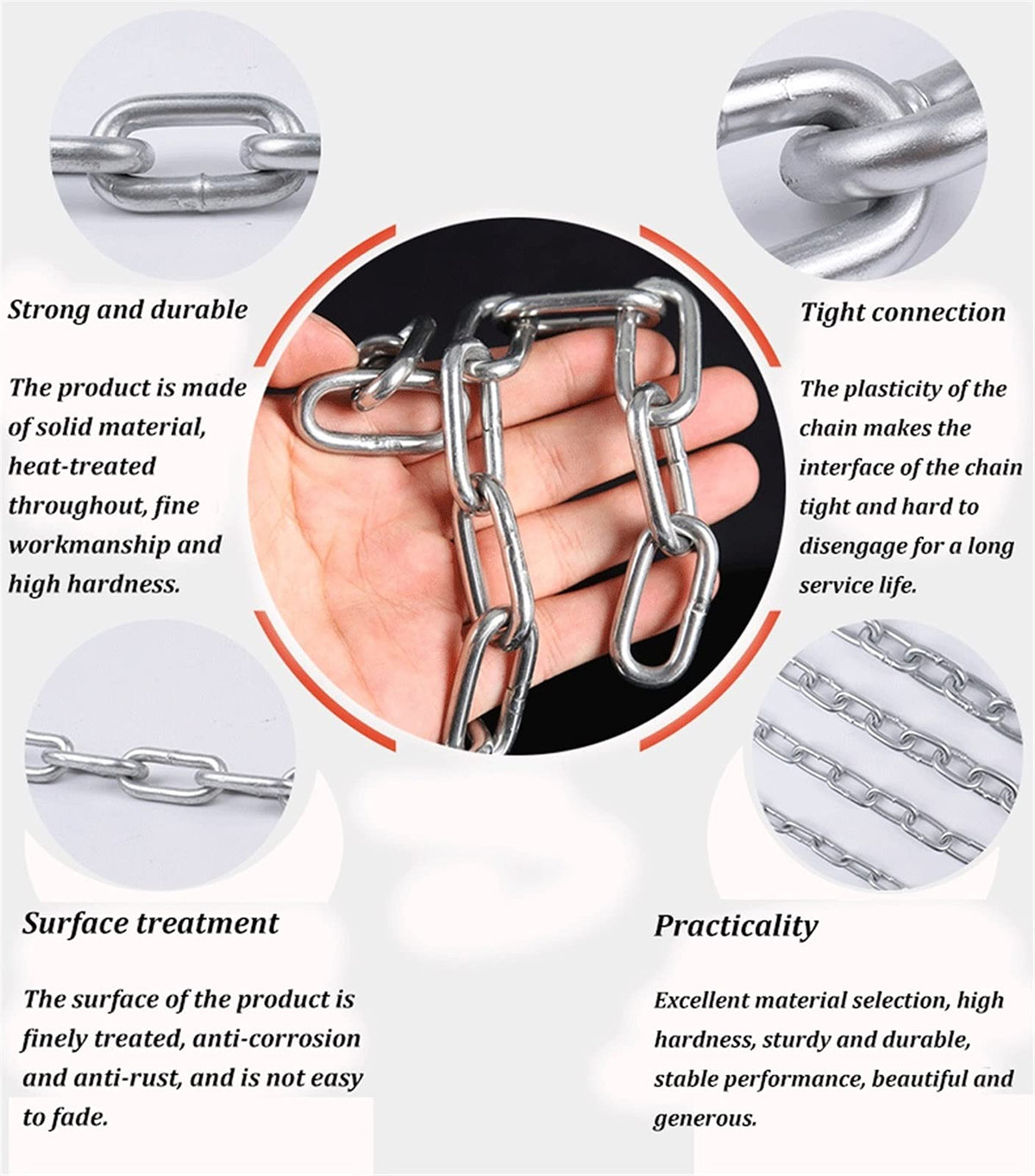 Chain Dog Collar,Clothes Chain Dog Chain (shepherd Dog) Stainless Steel Chain Safety Chain Anti-theft Chain Pet Chain Garden Coil Chain Stainless Steel Coiled Chain Load Bearing:176lbs(80kg)