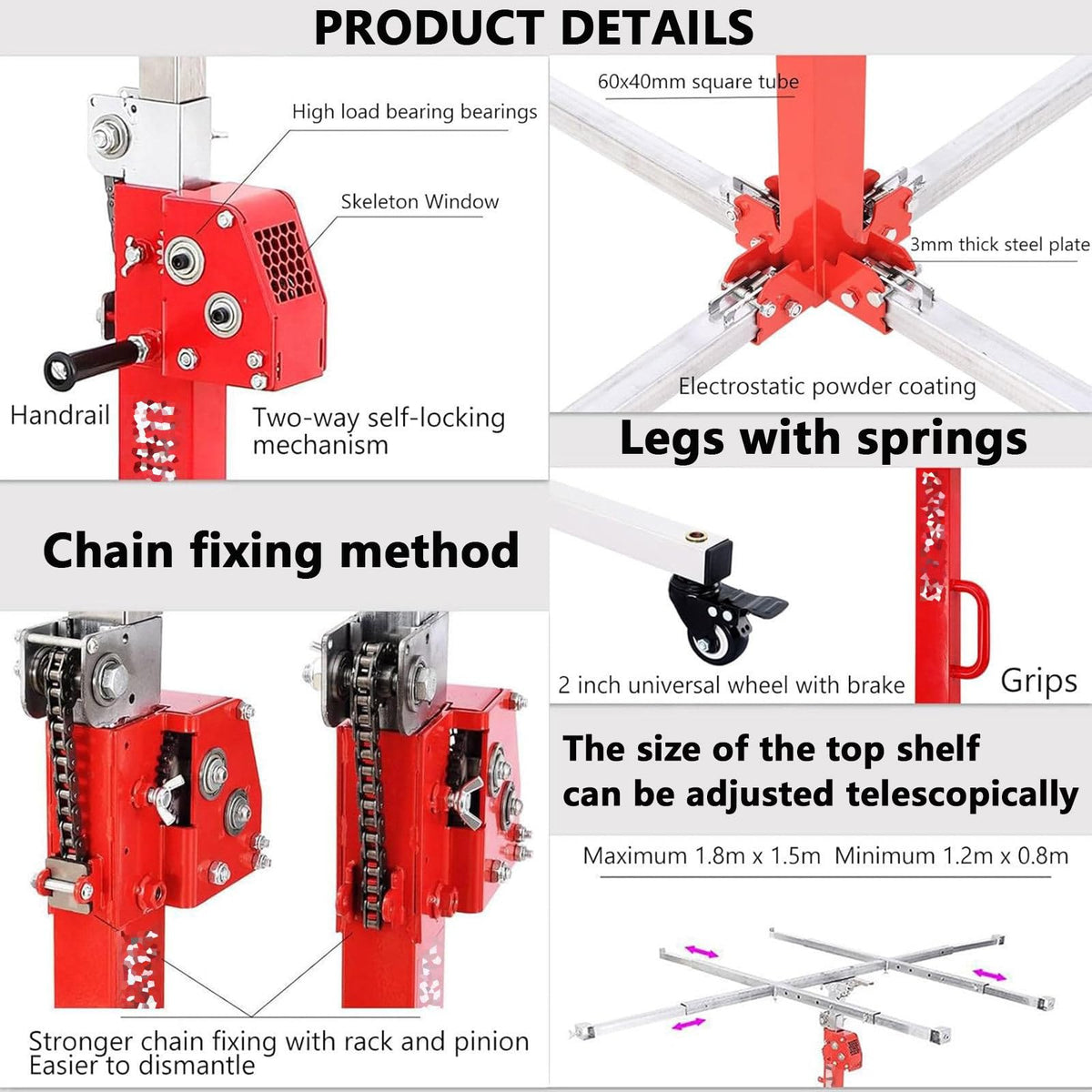 4-In-1 Plasterboard Lift Plaster Board Sheet Hoist Heavy Duty Drywall Lift Crane Hole Punch and Level Drywall Lift for Home Improvement Easy Assembly Built In Wheels,3.0m