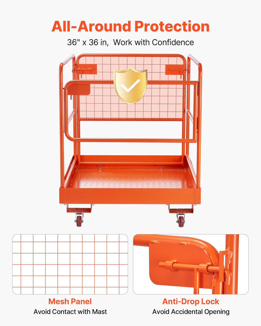 VEVOR Forklift Man Basket, 36.6 x 36.6 in Forklift Safety Cage