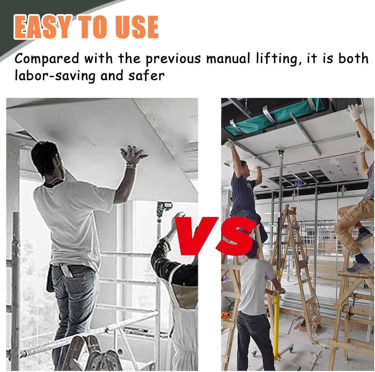 Rolling Plaster Board Lifter, Drywall Lift Drywall Jack Lift with Electric Hammer & Level Bracket, 3.0/4/5 M Drywall Lifter Panel Hoist for Ceiling and Walls(3.5 m(11.5ft))