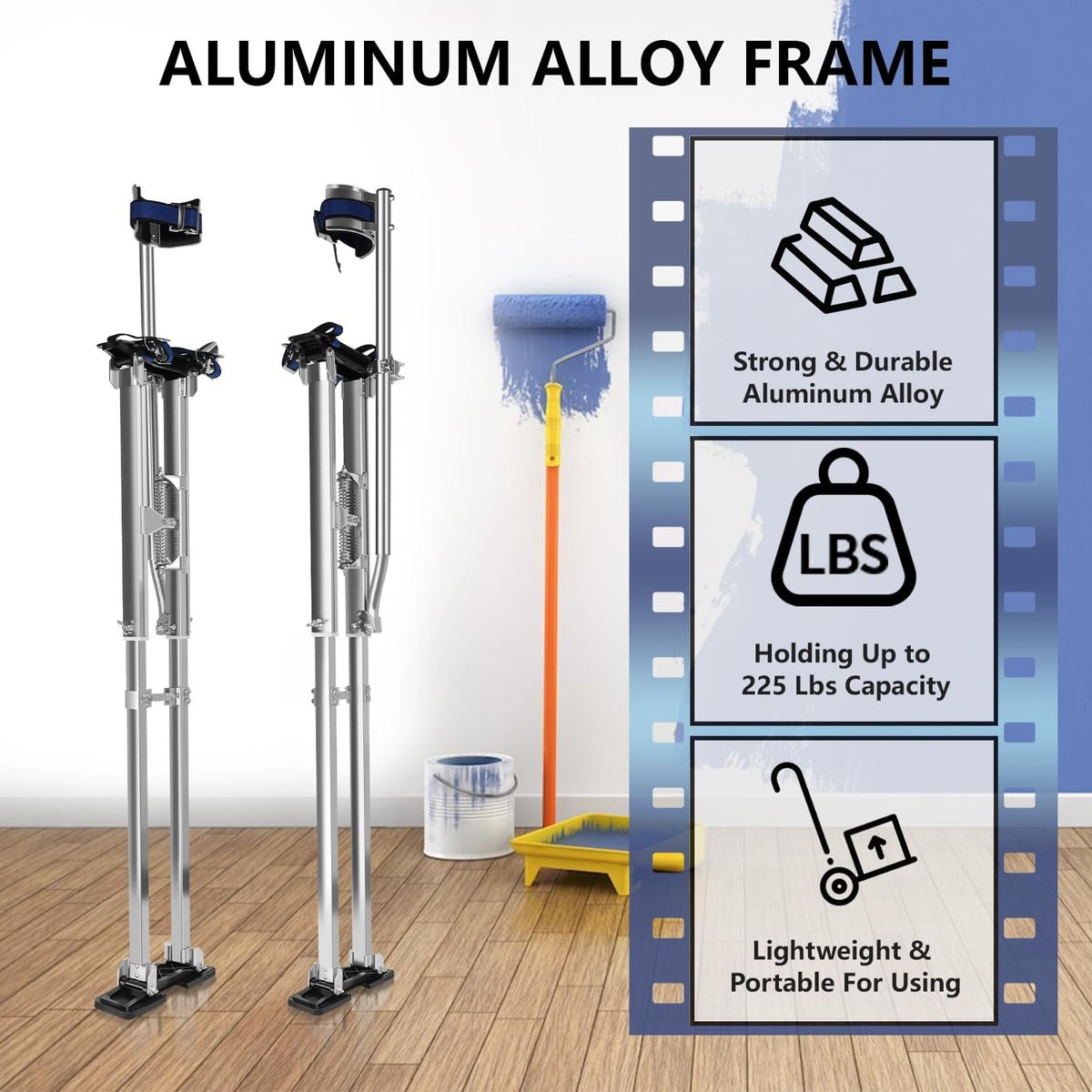 Drywall Stilts, 48"-64" Stilts Heights Adjustable Aluminum Work Stilts