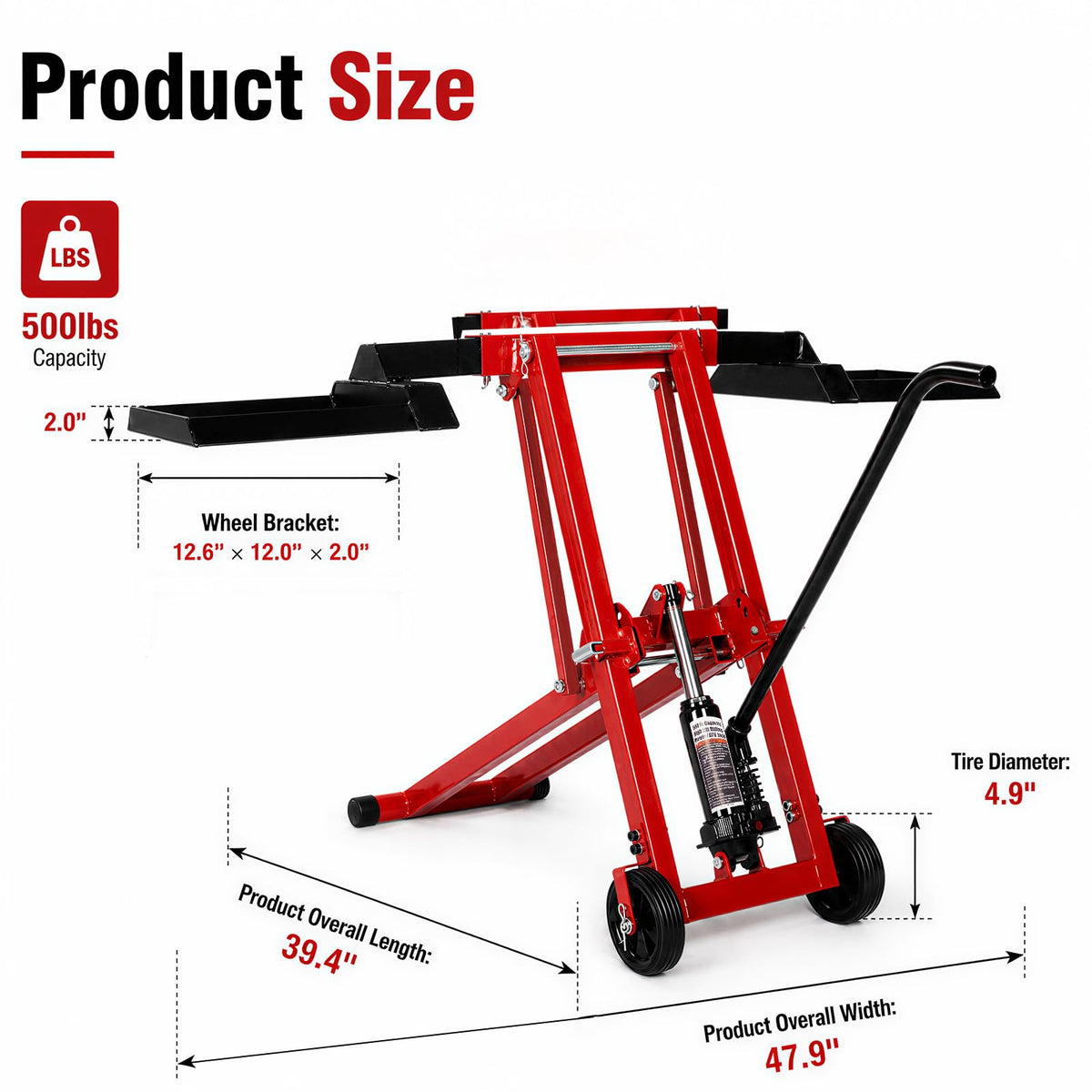 Lawn Mower Jack Lift 500-LB Carbon Steel Manual Crank Adjustable Width Tool