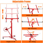 11FT Drywall Lift Sheetrock Lift, 150LBS Capacity Drywall Panel Hoist Jack, Heavy Duty Drywall Lifter for Home Improvement, with Adjustable Telescopic Arm & 3 Lockable Wheels, Red