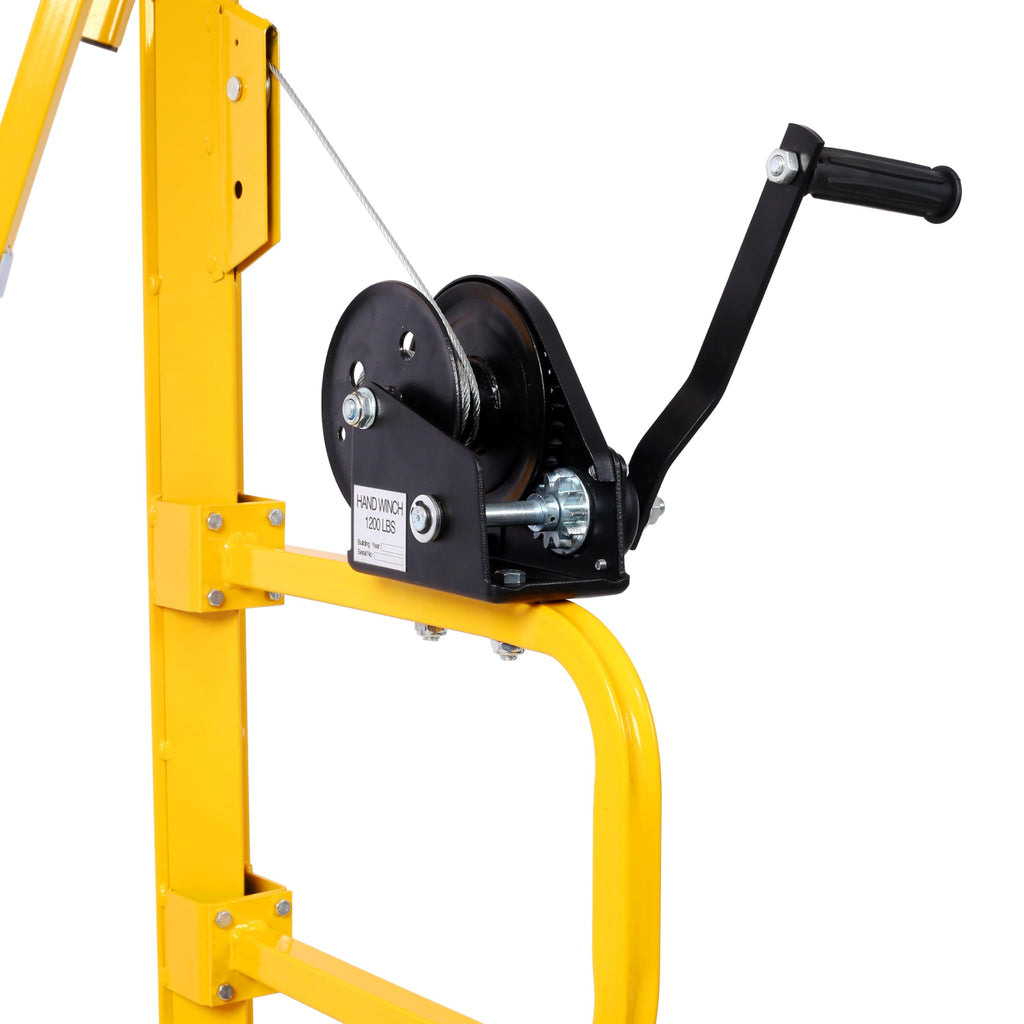 Drywall Lift Panel Hoist, 13 Ft Height Capacity, 150 lbs Load, 4x16 Ft Max Sheet Size, Rolling Construction Lift with Locking Casters One-Person Operation Drywall Jack for Ceiling Installation, Yellow