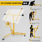 One-Person Drywall Lift Panel Hoist, 150 Lb Heavy-Duty Steel Sheetrock Jack
