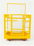 43"x45" Forklift Safety Cage, 1400 LBS Capacity Collapsible Work Platform with Lockable Wheels, Safety Door & Double Chains, Heavy Duty Forklift Man Basket for Aerial Lift & Maintenance
