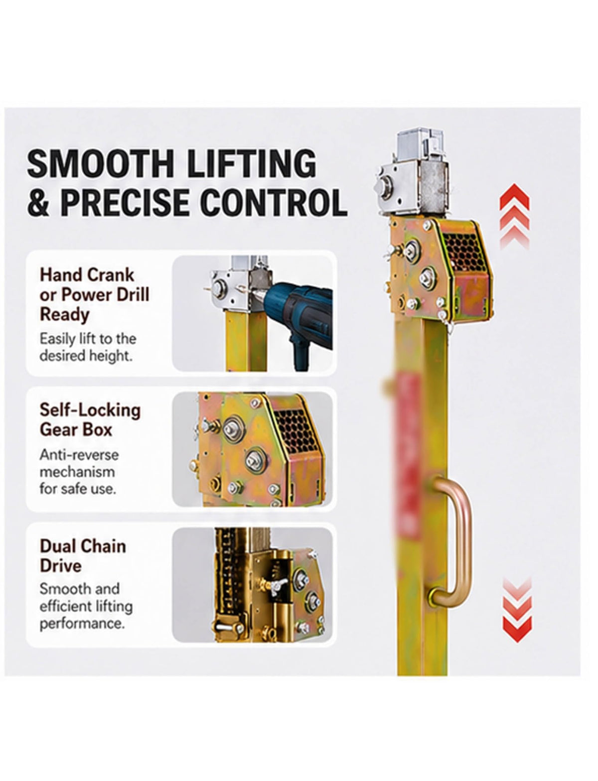 Multi-Purpose Drywall Lift – Rolling Plasterboard Jack, Ceiling & Wall Panel Hoist, Construction & DIY Use(5meter/16.40ft)