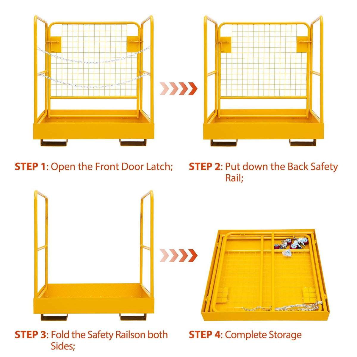 Forklift Safety Cage 36"x36", Forklift Work Platform 1200LBS Capacity, Heavy Duty Forklift Basket Man Platform with 2 Chain, Perfect for Aerial Work