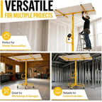16FT Drywall Lift Sheetrock Lift, 150LBS Drywall Lift Panel Hoist with 4 Lockable Wheels for Ceiling, Drywall Rolling Lifter Panel, Drywall Jack Lift for Home & Commercial Use, Yellow