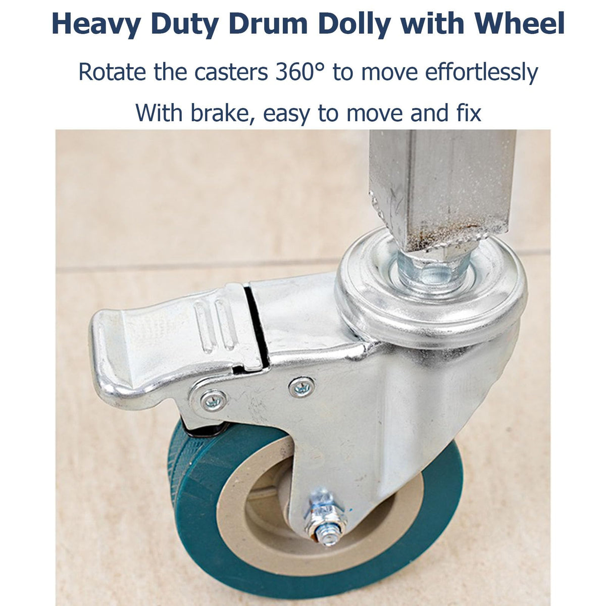 Heavy Duty Barrel Dolly Cart with 360° Swivel Casters, Stainless Steel Drum Caddy, Multi-Size Bucket Roller Base for Wine/Meal Containers, Portable Removable Bucket Mover,Style 1,Siameter 55cm
