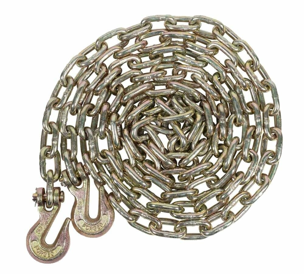 Mytee Products 2 Pack 1/2 Inch x 12 FT Grade 70 Binder Chain with Clevis Grab Hooks - G70 Transport Tow Chain - 11,300 Lbs Working Load Limit