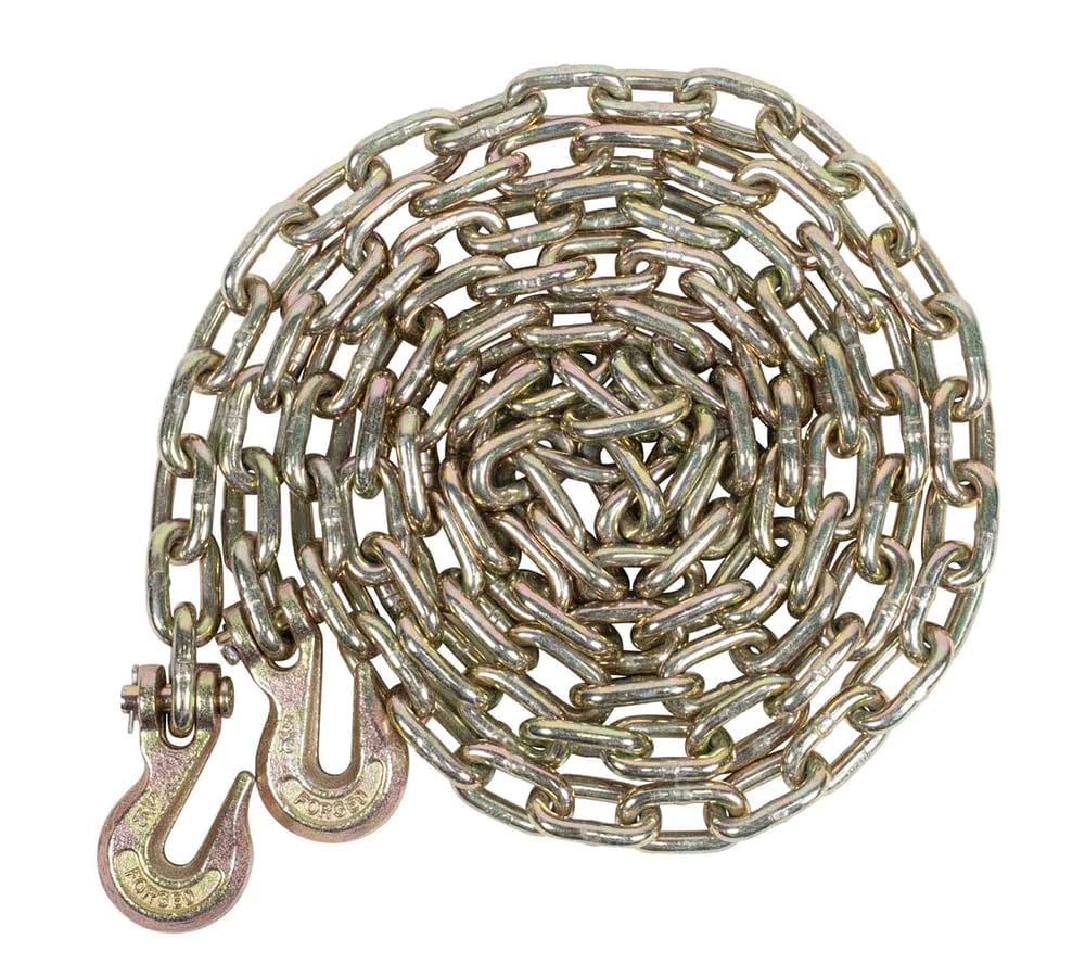 Mytee Products 2 Pack 1/2 Inch x 12 FT Grade 70 Binder Chain with Clevis Grab Hooks - G70 Transport Tow Chain - 11,300 Lbs Working Load Limit