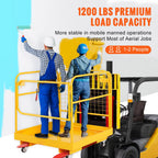 Foldable Forklift Safety Cage, 36" x 36" Forklift Work Platform with Lockable Swivel Wheels & Device Chain, 1200lbs Capacity Heavy Duty Steel Man Basket with Drain Hole for Aerial Work