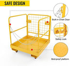 Forklift Safety Cage, Forklift Man Basket 1150lbs Capacity, Work Platform with Safety Harness & Lock, Drain Hole & Wheels & Tool Basket, Perfect for Aerial Work