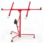 11FT Drywall Lift, Heavy Duty Sheetrock Hoist, Adjustable Height 150 LBS Capacity for Ceiling Wall Installation,Red