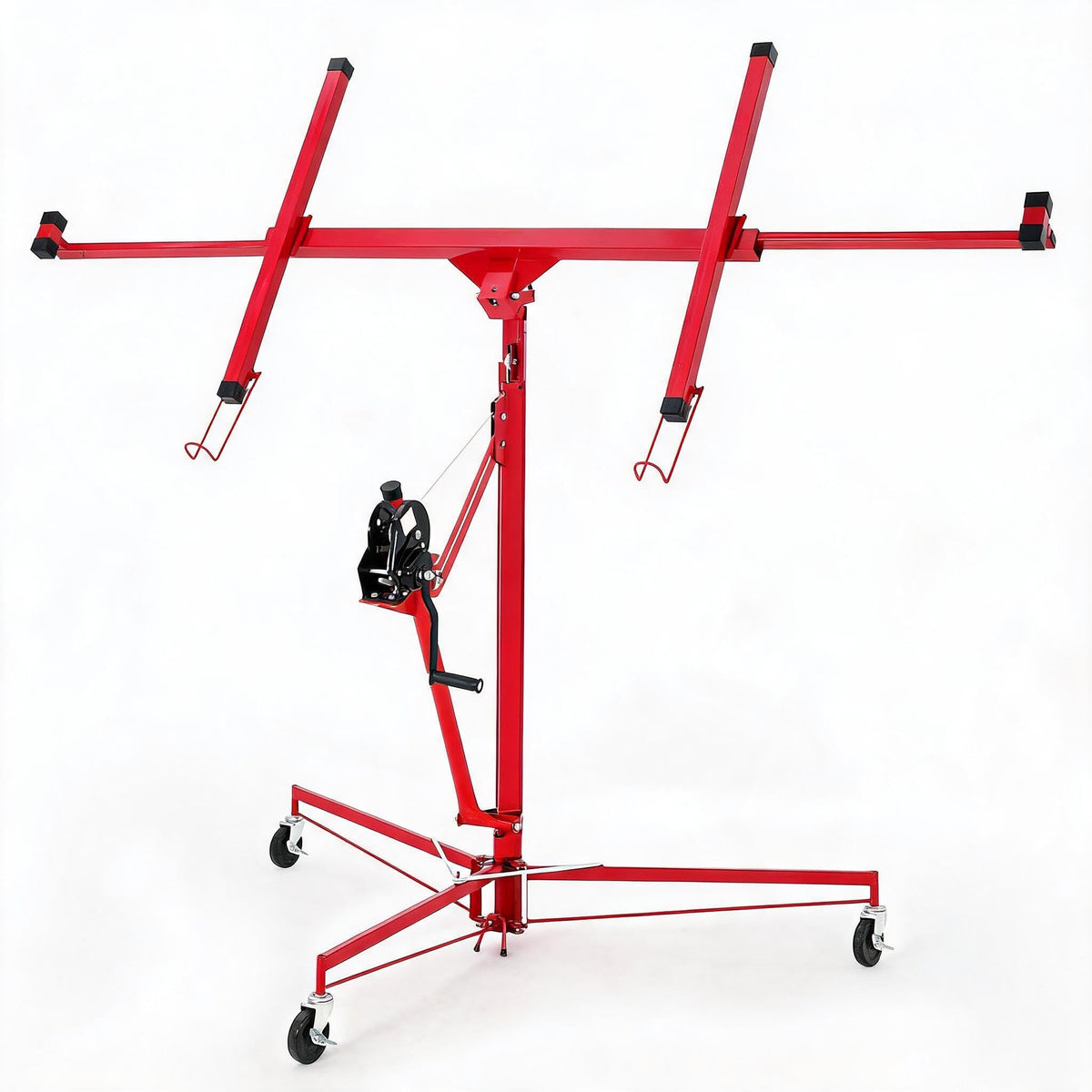 11FT Drywall Lift, Heavy Duty Sheetrock Hoist, Adjustable Height 150 LBS Capacity for Ceiling Wall Installation,Red