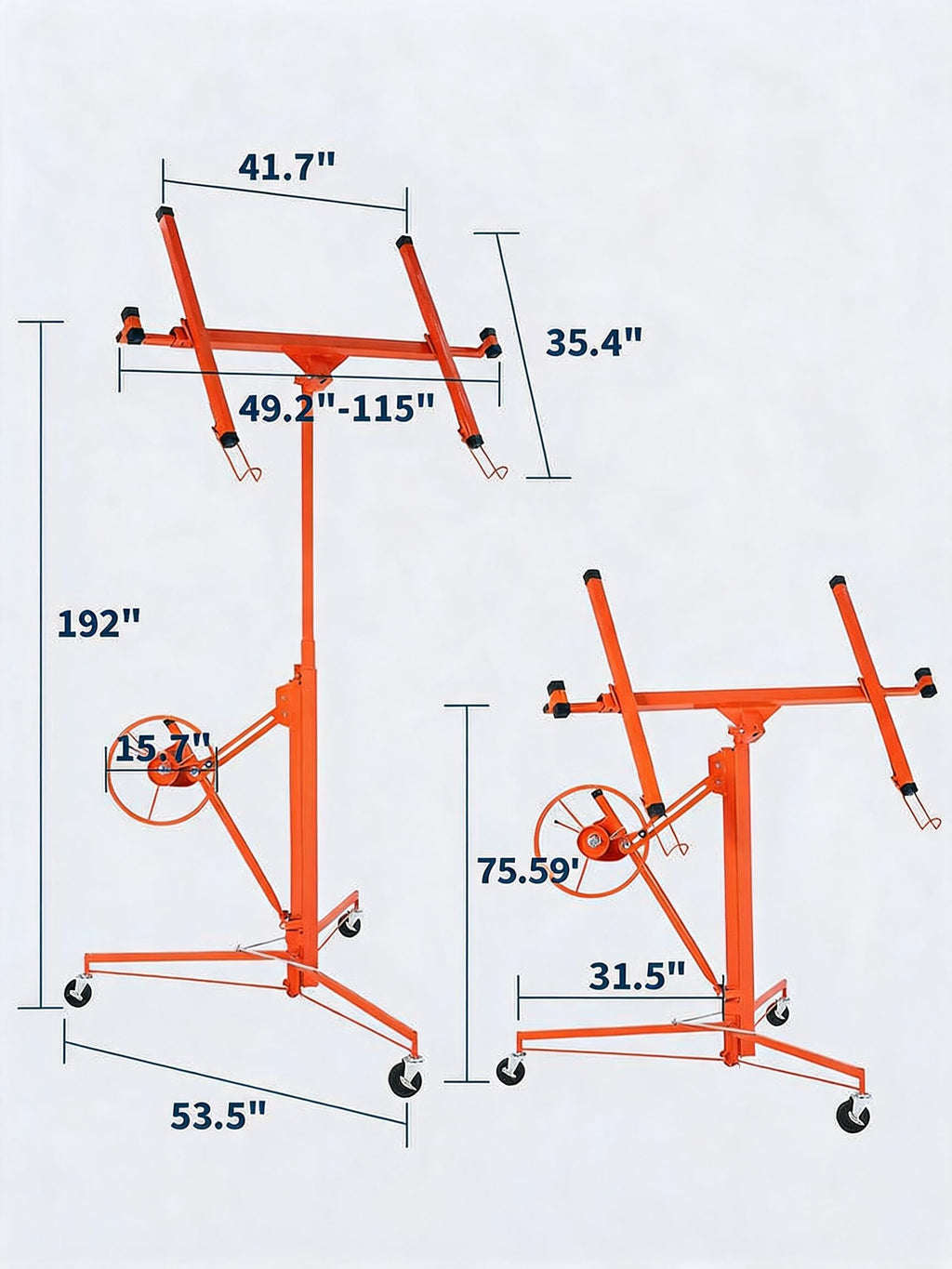 Drywall Lift 16 FT, Heavy-Duty 150 Lbs Drywall Rolling Lifter Panel, Sheetrock Hoist Lift Drywall Jack Lift for Ceiling, Drywall Panel Hoist with 360° Adjustable Telescopic Arm & 3 Lockable Wheels