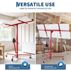 11FT Drywall Lift, Heavy Duty Sheetrock Hoist, Adjustable Height 150 LBS Capacity for Ceiling Wall Installation,Red